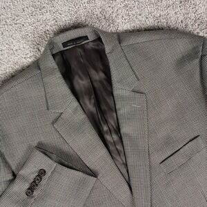 Lauren Ralph Lauren 50R Grey Houndstooth With Blue Over-stripe Mens Blazer